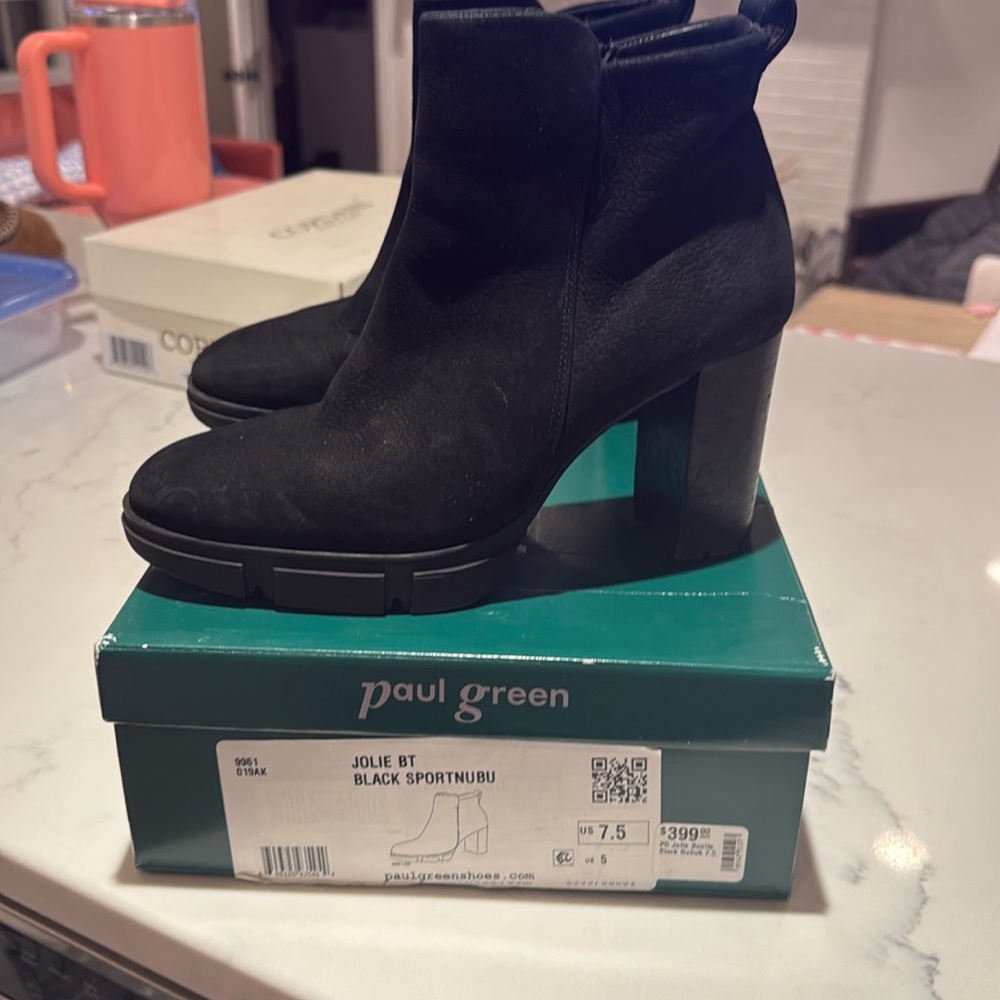 Paul Green Black Suede Ankle Booties